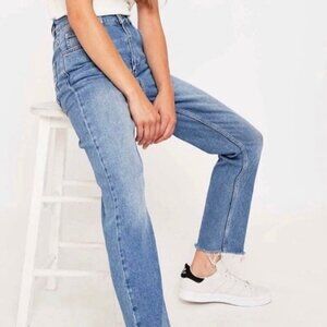 BDG Urban Outfitters High-Rise Girlfriend Dark Wash Raw Hem Jeans Size 30